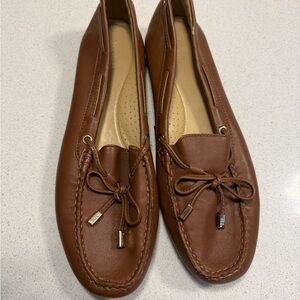 Michael Kors Brown Leather Bow Moccasin Loafers